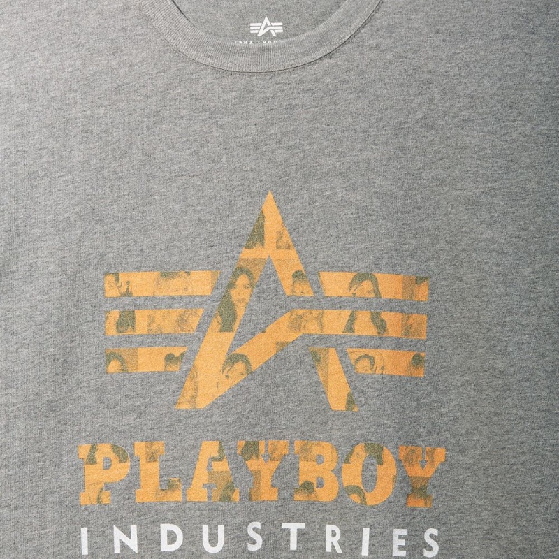 Black Men's Playboy x Alpha Industries Classic T-shirts | PLBY-593216